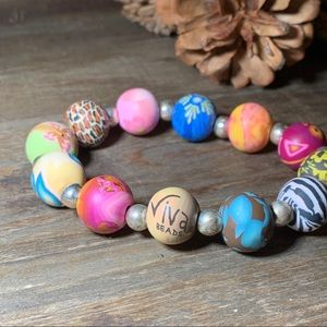 Viva Handpainted Bead Stretch Bracelet